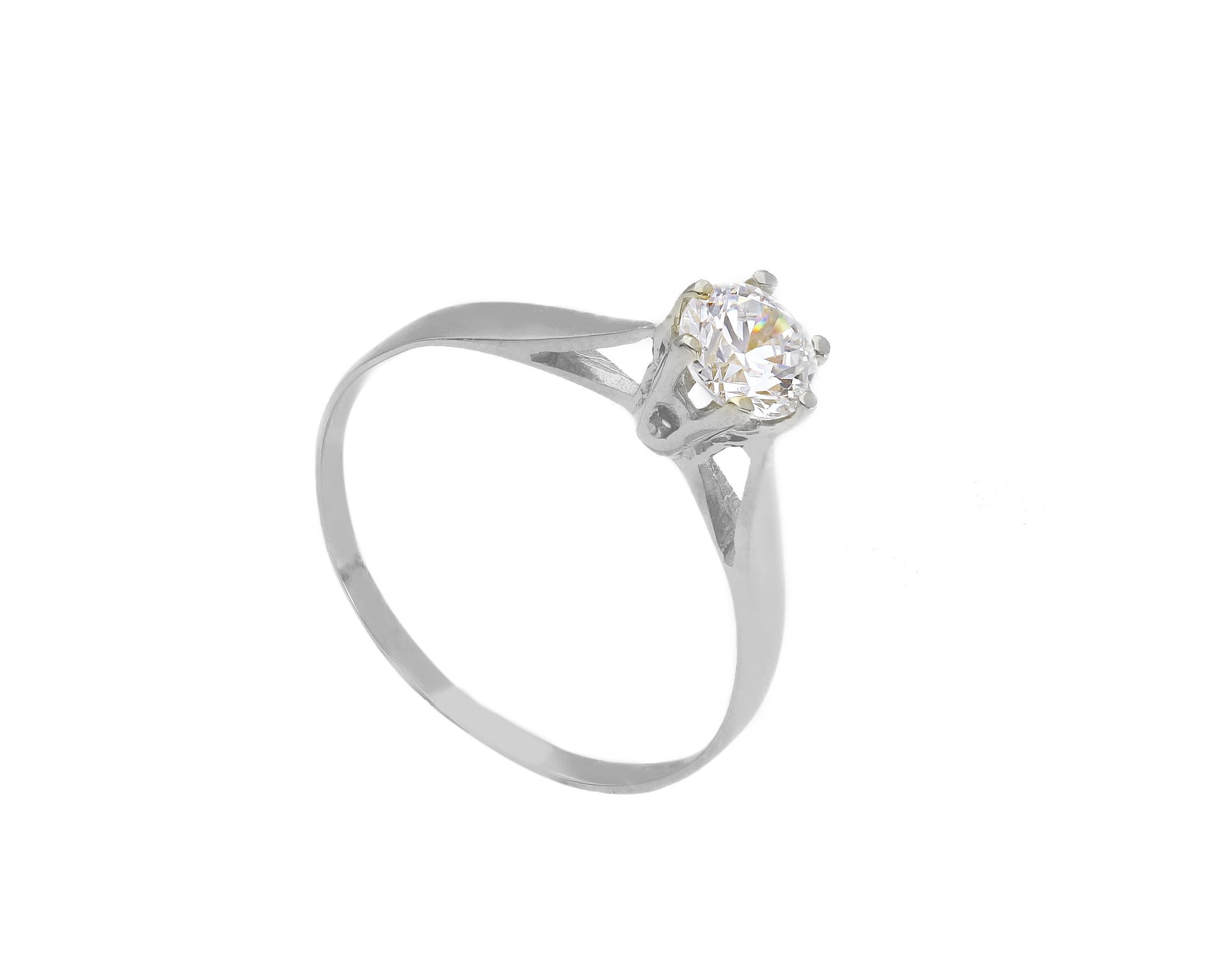 Single stone k9 white gold ring with zirkon (S162316)